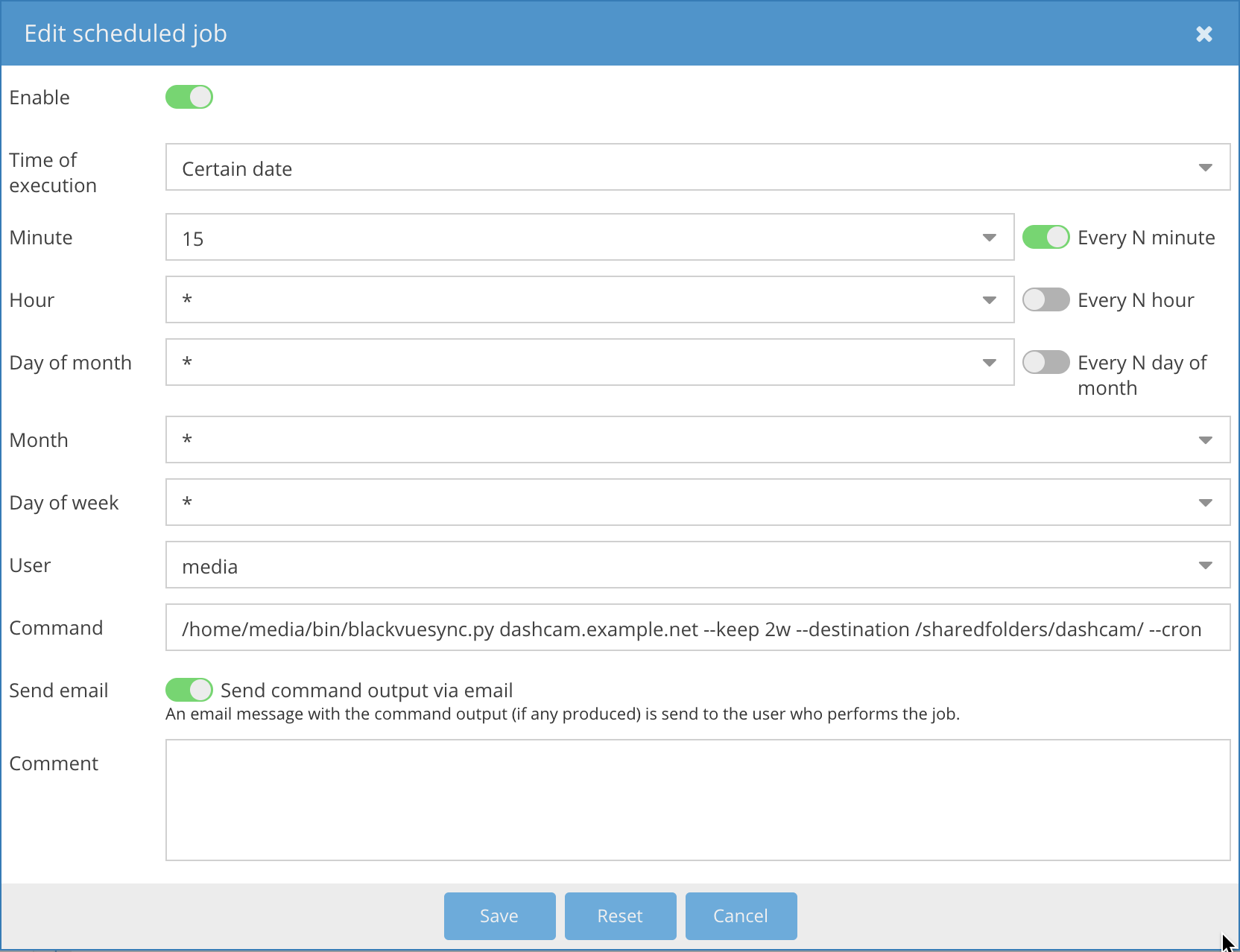 openmediavault scheduled job